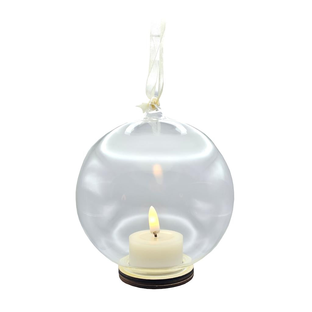 5" x 5.5" Ivory LED Tealights Clear Glass Candle with Timer 1
