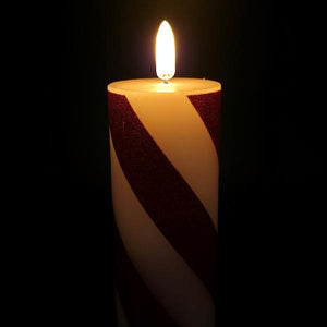 5" x 2" Red/White Stripe LED Wax Candle 2
