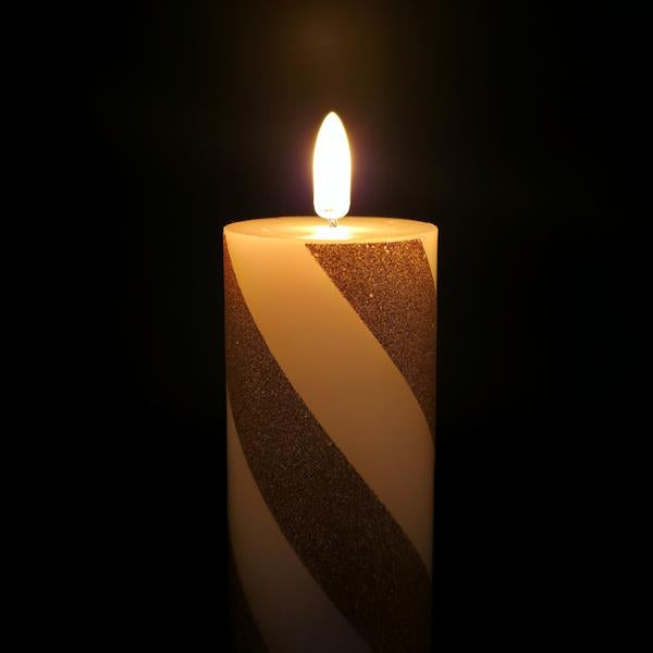 5" x 2" Gold/White Stripe LED Wax Candle 2