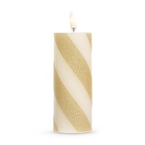 5" x 2" Gold/White Stripe LED Wax Candle 1