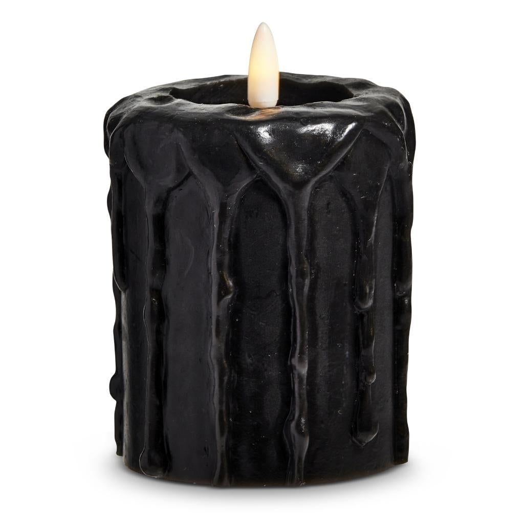 4" Black Drip Halloween LED Wax Battery Operated Candle 1