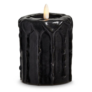 4" Black Drip Halloween LED Wax Battery Operated Candle 1