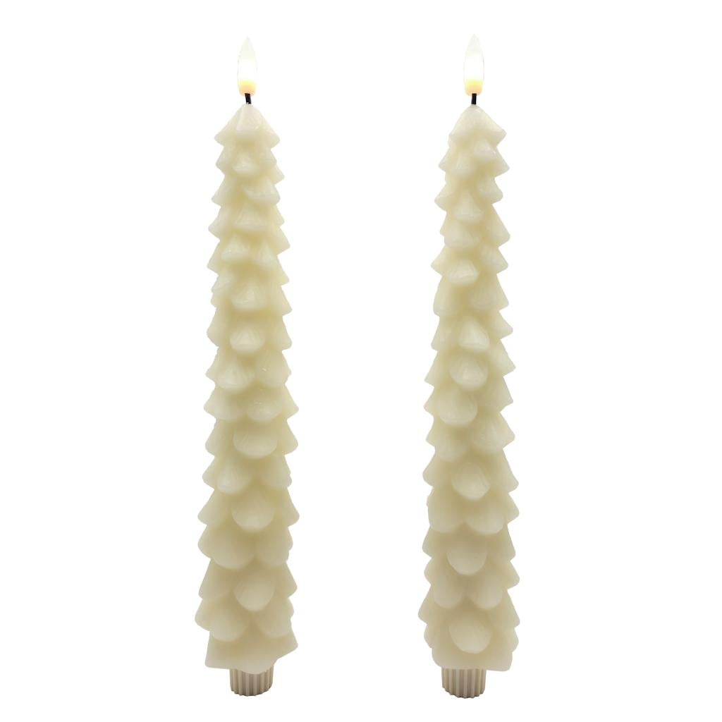 10.5" Ivory Christmas Tree LED Wax Taper (2 Pack) 1