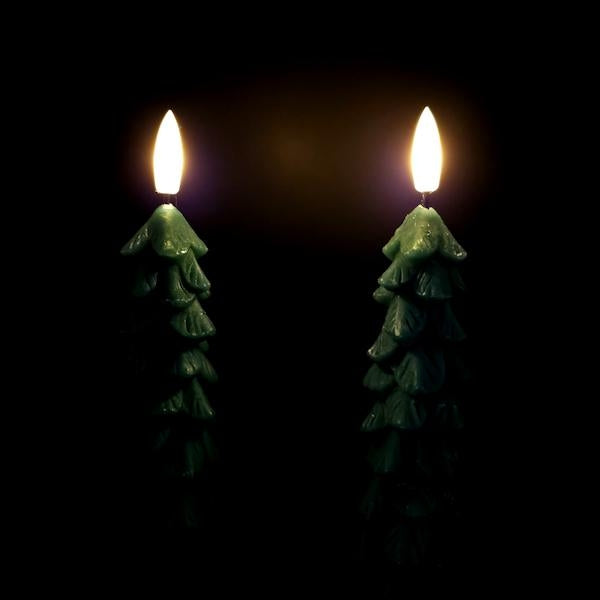 10.5" Green Christmas Tree LED Wax Taper (2 Pack) 2