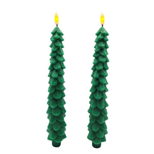 10.5" Green Christmas Tree LED Wax Taper (2 Pack) 1