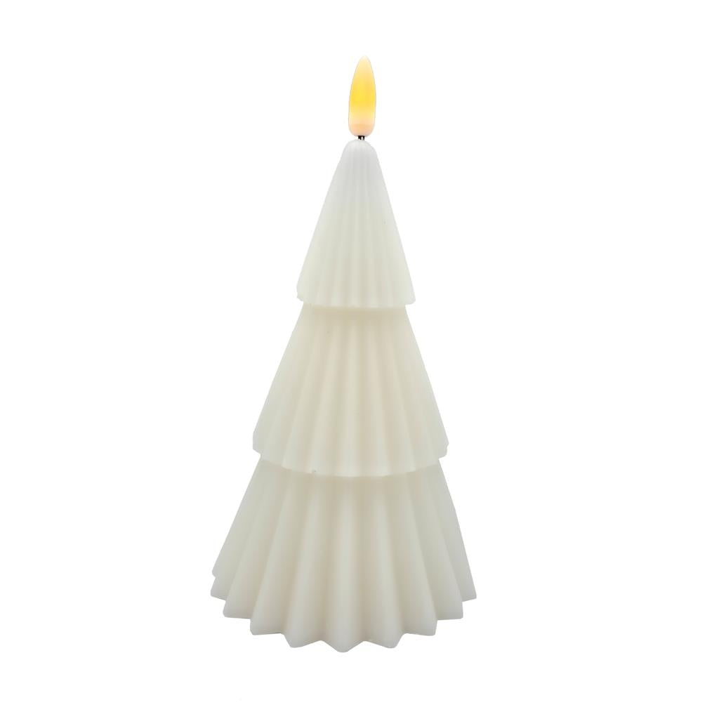 6" Ivory Christmas Tree LED Wax Candle 1