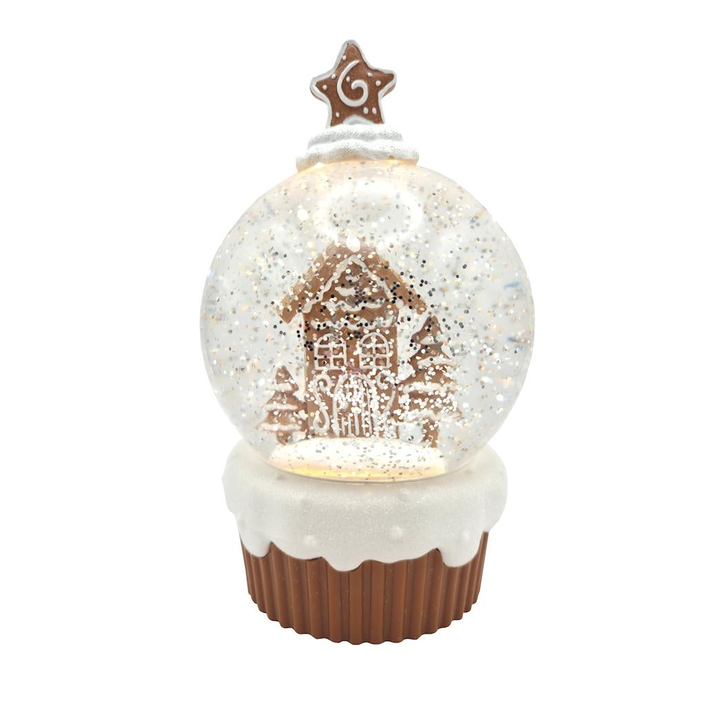 7.75" Gingerbread Village Cupcake with Swirling Glitter 1
