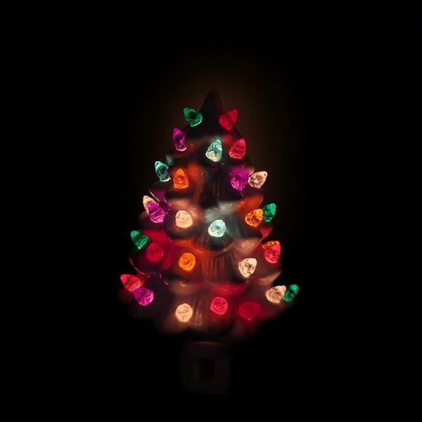 6" Ceramic White Christmas Tree Night Light 2