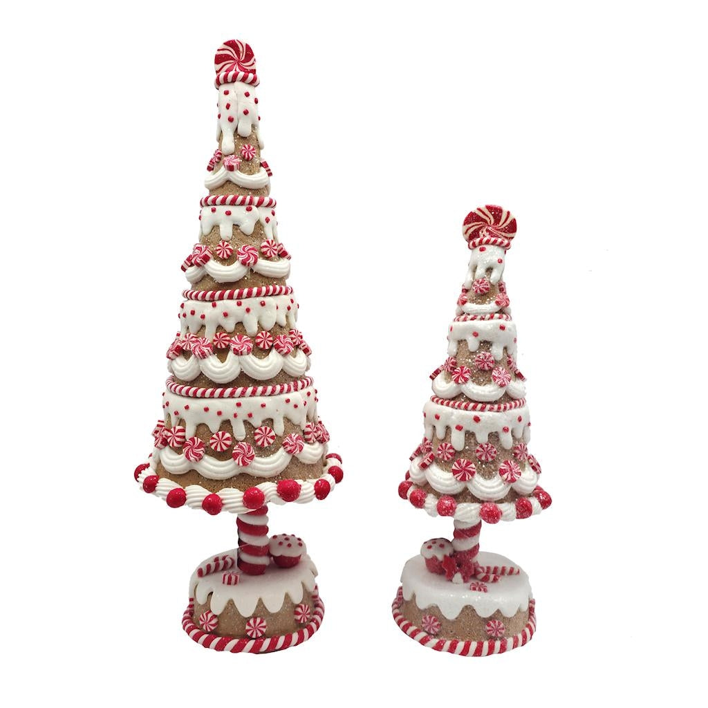 15"/11.25" Gingerbread and Peppermint Trees (Set of 2) 1