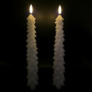 10.5" White Christmas Tree LED Wax Taper (2 Pack) 2