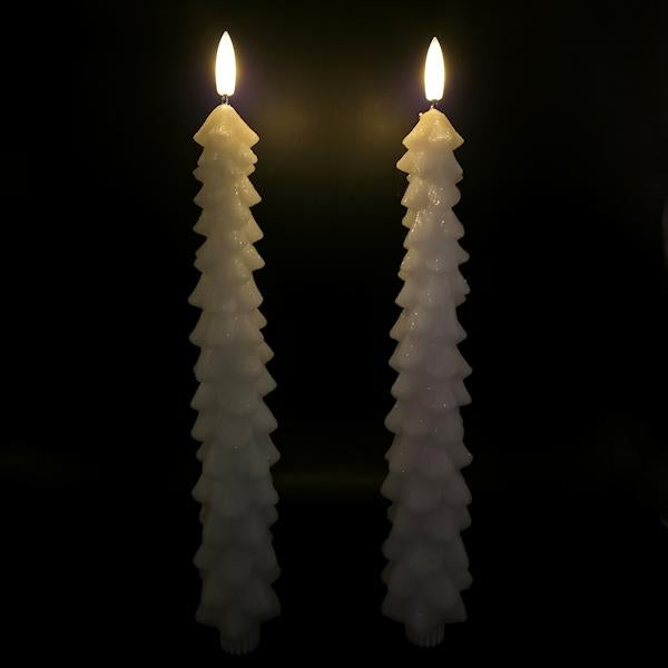 10.5" White Christmas Tree LED Wax Taper (2 Pack) 2