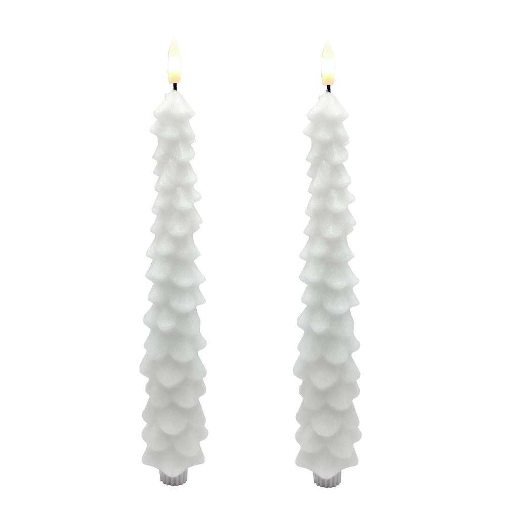 10.5" White Christmas Tree LED Wax Taper (2 Pack) 1
