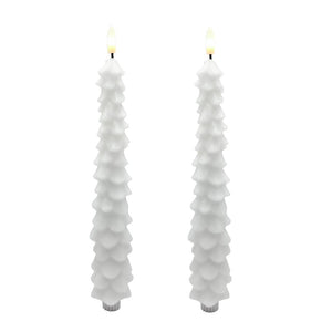 10.5" White Christmas Tree LED Wax Taper (2 Pack) 1