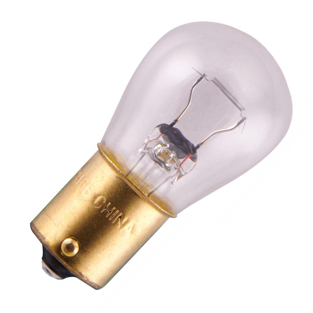 26.88/6.72 watt 12.8/14 volt S8 Double Contact Bayonet (15D) Clear Light Bulb 1