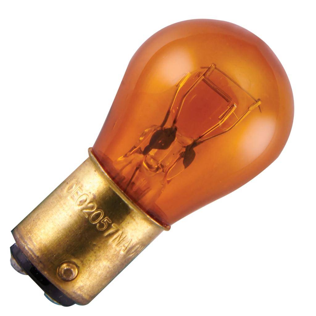 26.88/6.72 watt 12.8/14 volt S8 Double Contact Bayonet (15D) Amber Light Bulb 1