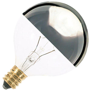 60 watt 120 volt G16.5 Candelabra Screw Base 2700K Dimmable Clear / Silver 1