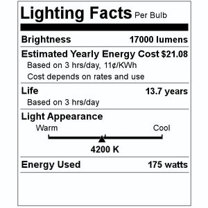 175 watt ED28 Mogul Screw Base 4200K Cool White Metal Halide 2