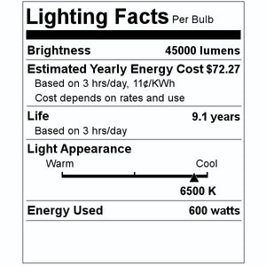 600 watt TT76 Mogul Screw Base 6500K Daylight Metal Halide 2