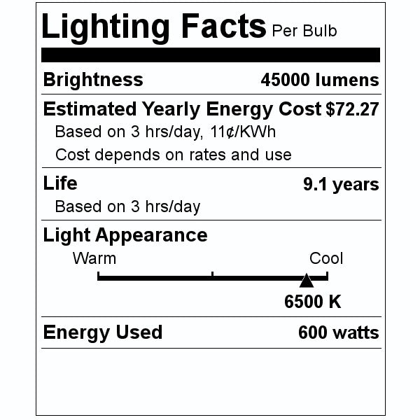 600 watt TT76 Mogul Screw Base 6500K Daylight Metal Halide 2