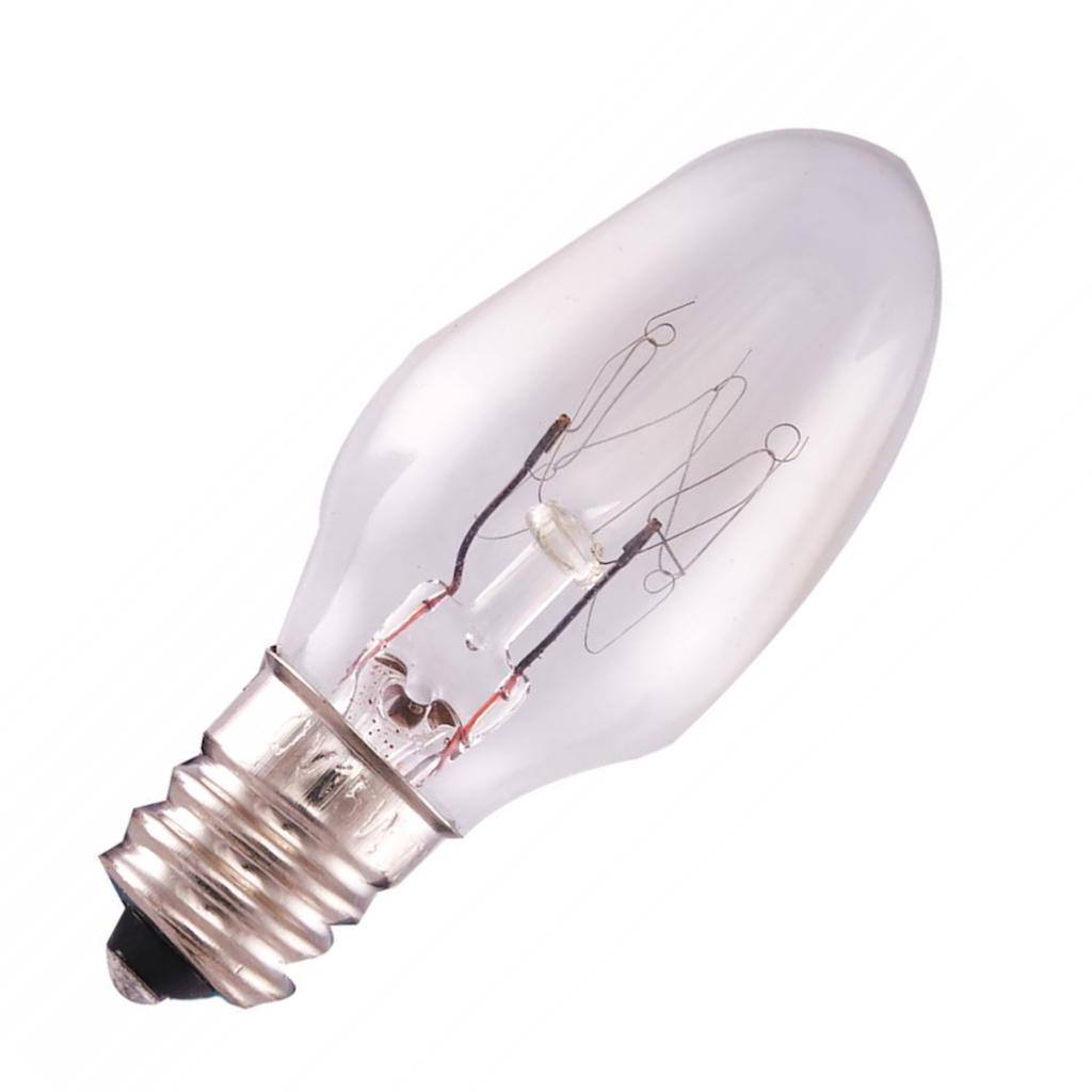15 watt 120 volt C7 Candelabra Screw Base 2700K Warm White Incandescent Night Light Bulb 1