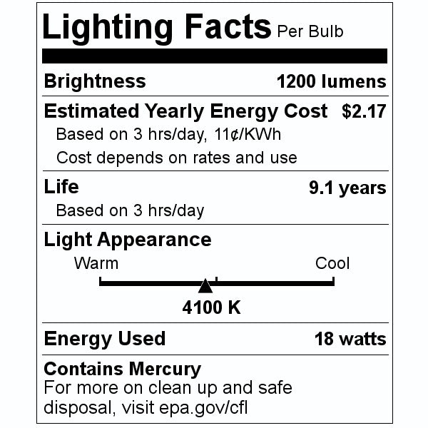 18 watt T4 4-Pin Base 4100K Cool White CFL 2