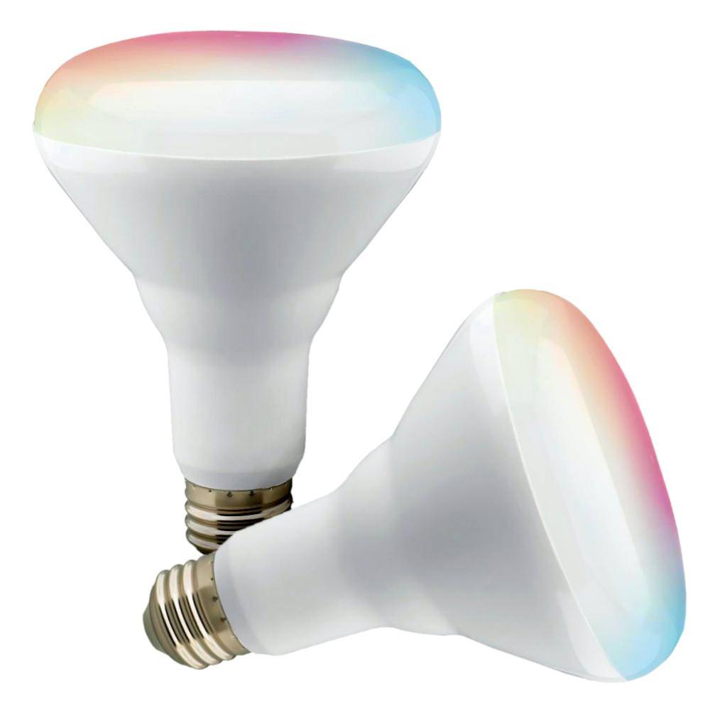 9.5 watt 120 volt BR30 Medium Screw Base CCT Tunable RGB Dimmable LED (2 Pack) 1