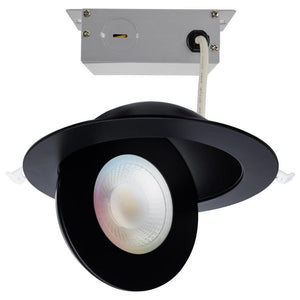 6" 15 watt 120/277 volt Black RGB and CCT Selectable Gimbaled Dimmable LED Recessed Downlight 1