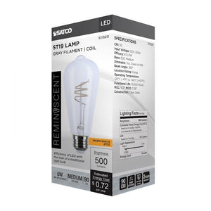 6 watt 120 volt ST19 Medium Screw Base 2700K Warm White Reminiscent Coil Flex Gray Dimmable LED 4