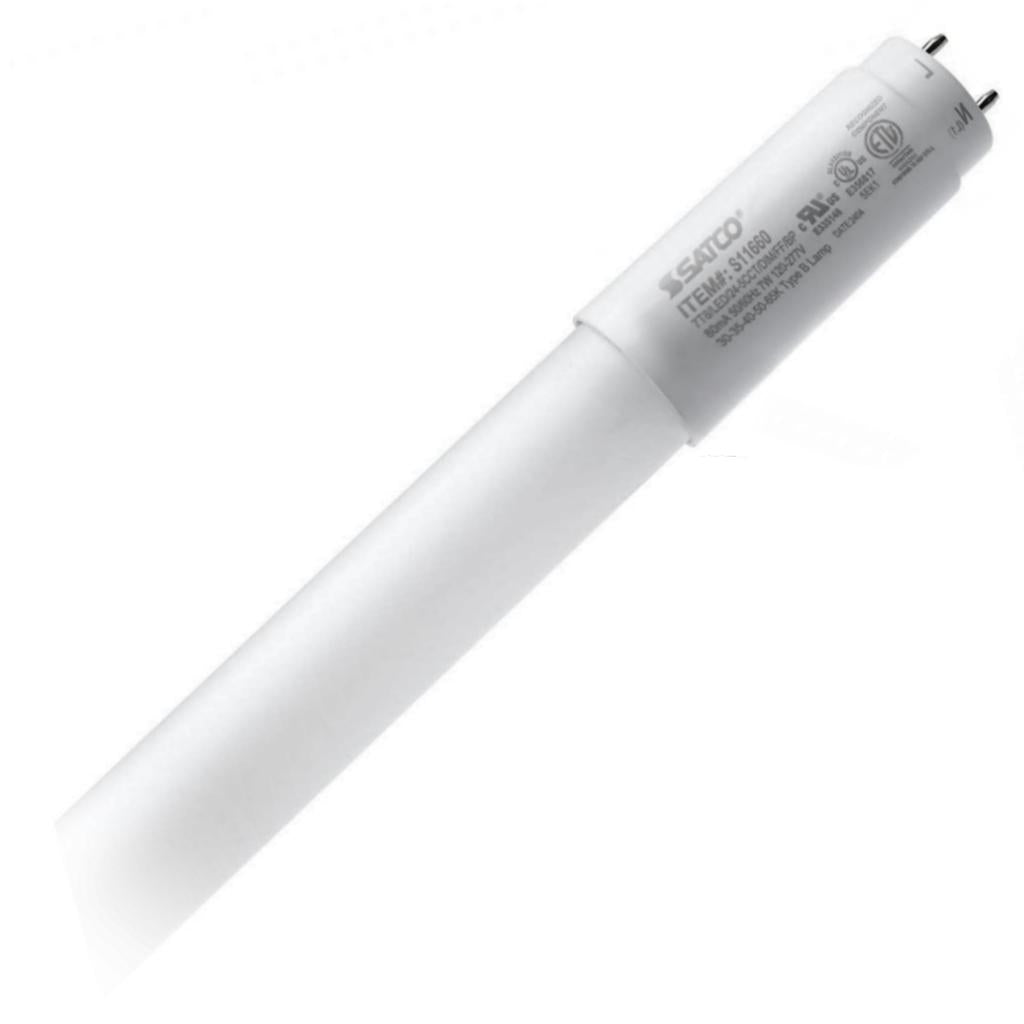 24" 7 watt 120/277 volt T8 Medium Bi-Pin Base CCT Selectable Frosted Glass Ballast Bypass Dimmable LED 1