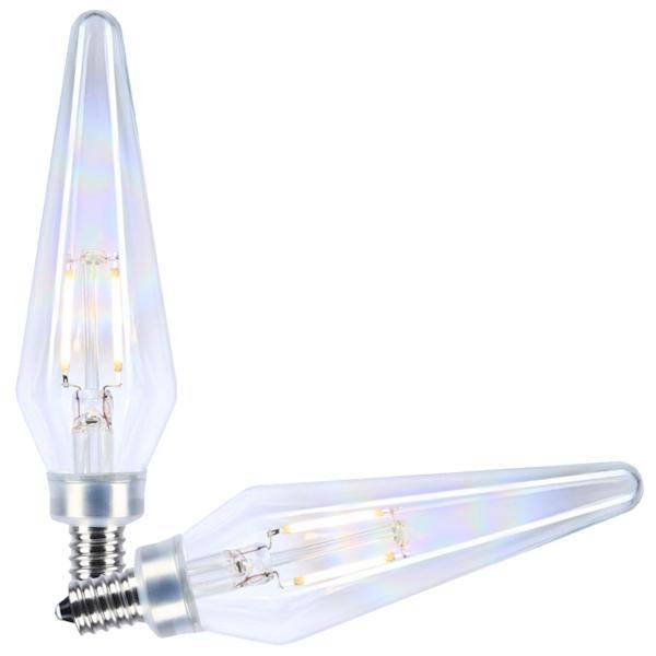 2 watt 120 volt HX11 Candelabra Screw Base 2700K Warm White Prismatic Aurora Dimmable LED (2 Pack) 3