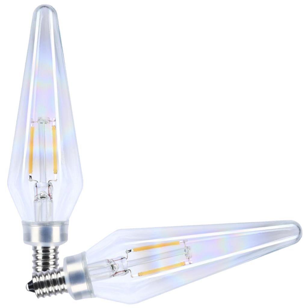 2 watt 120 volt HX11 Candelabra Screw Base 2700K Warm White Prismatic Aurora Dimmable LED (2 Pack) 1