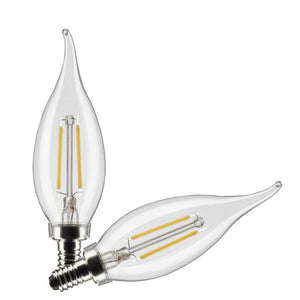 3 watt 120 volt CA10 Candelabra Screw Base 2700K Warm White LED Light Bulb (2 Pack) 1