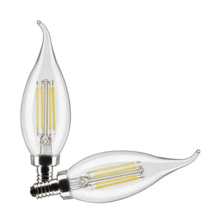 4 watt 120 volt CA10 Candelabra Screw Base 2700K Warm White LED Light Bulb (2 Pack) 1