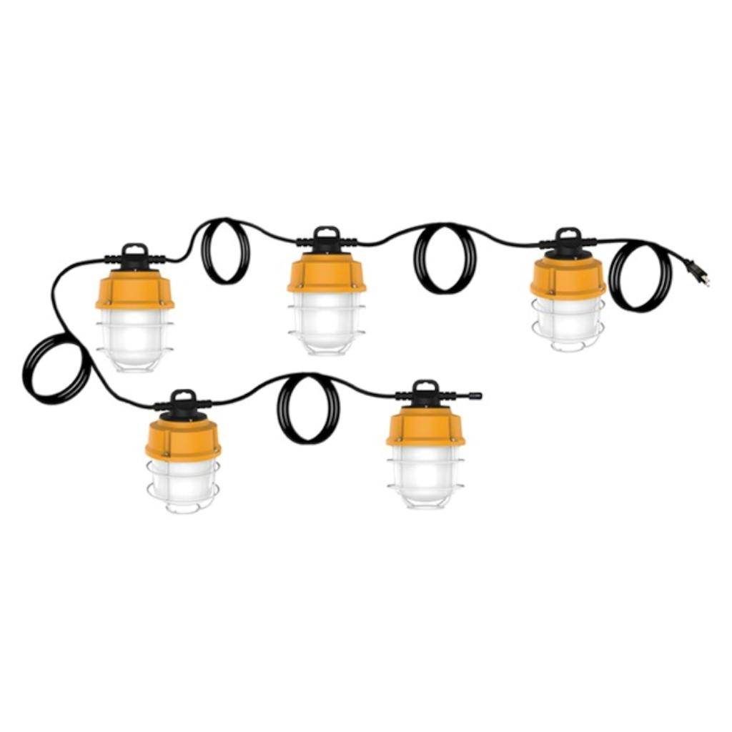 50' 50 watt 5000K Non-Dimmable LED Temporary Light String 1