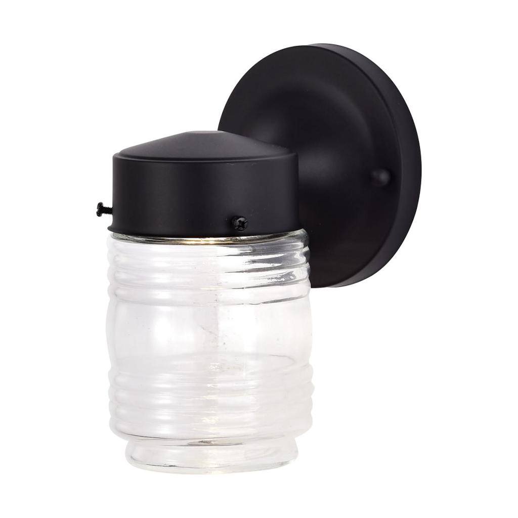 8 watt 120 volt Black Clear Glass Shade Wall Lantern 1
