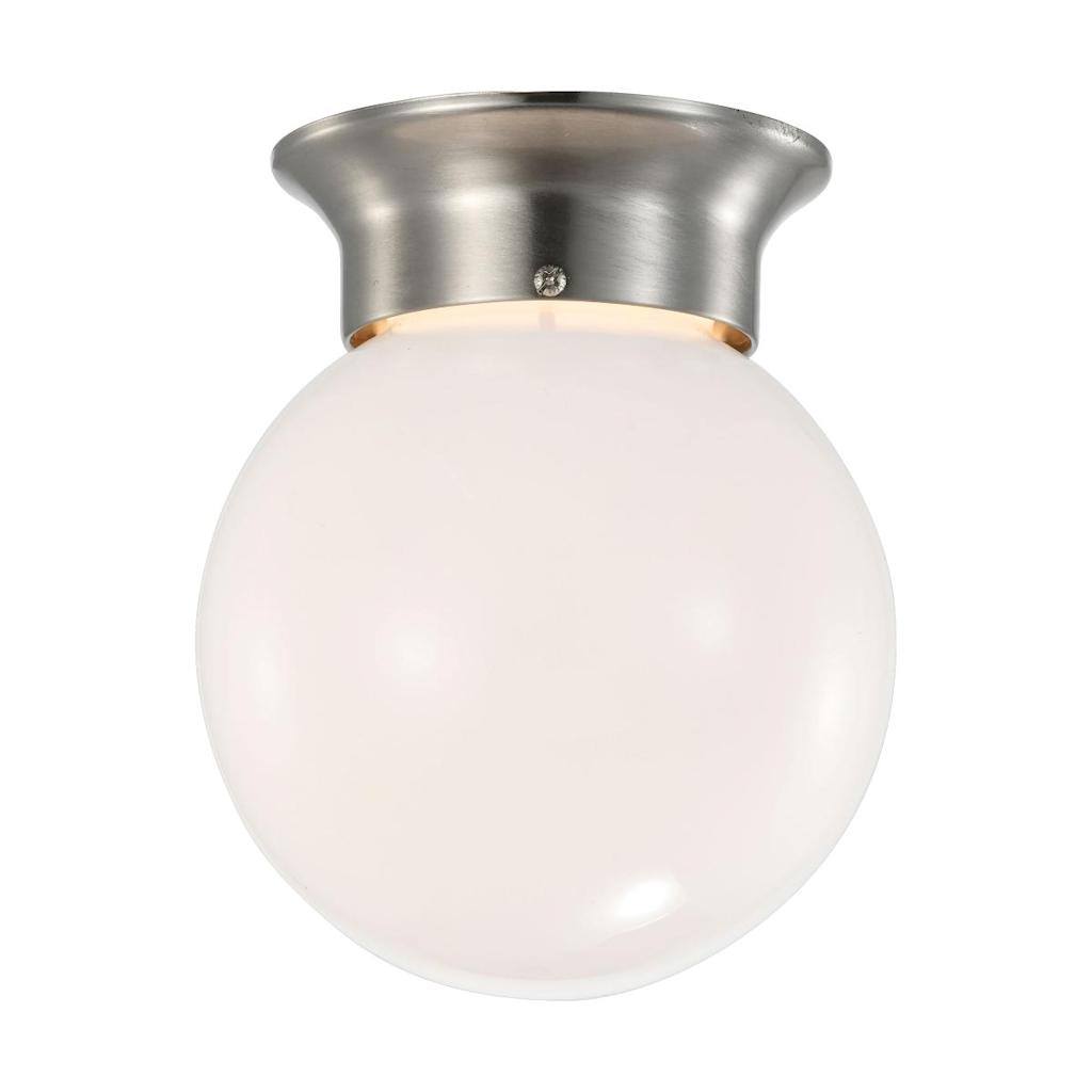 6" 8 watt 120 volt 3000K Natural White Round Brushed Nickel Glass Shade Ceiling Light Fixture 1