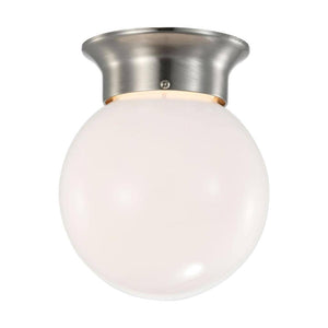 6" 8 watt 120 volt 3000K Natural White Round Brushed Nickel Glass Shade Ceiling Light Fixture 1