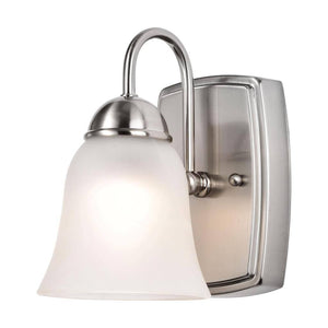 1 Light 8 watt 3000K Brushed Nickel Satin White Glass Shades Vanity Light 1