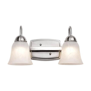 2 Light 15 watt 3000K Brushed Nickel Satin White Glass Shades Vanity Light 3
