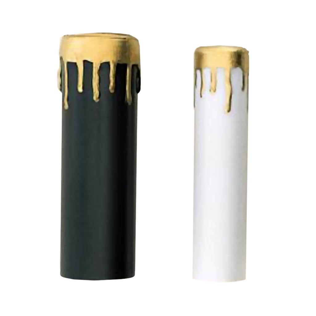 4" Black and White Candle Covers With Gold Drip (2 Pack) 1