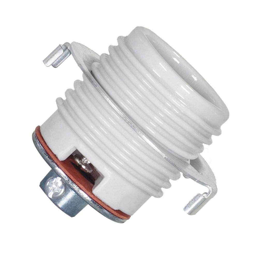 Keyless Threaded Glazed Porcelain Socket with Cap and Ring 1