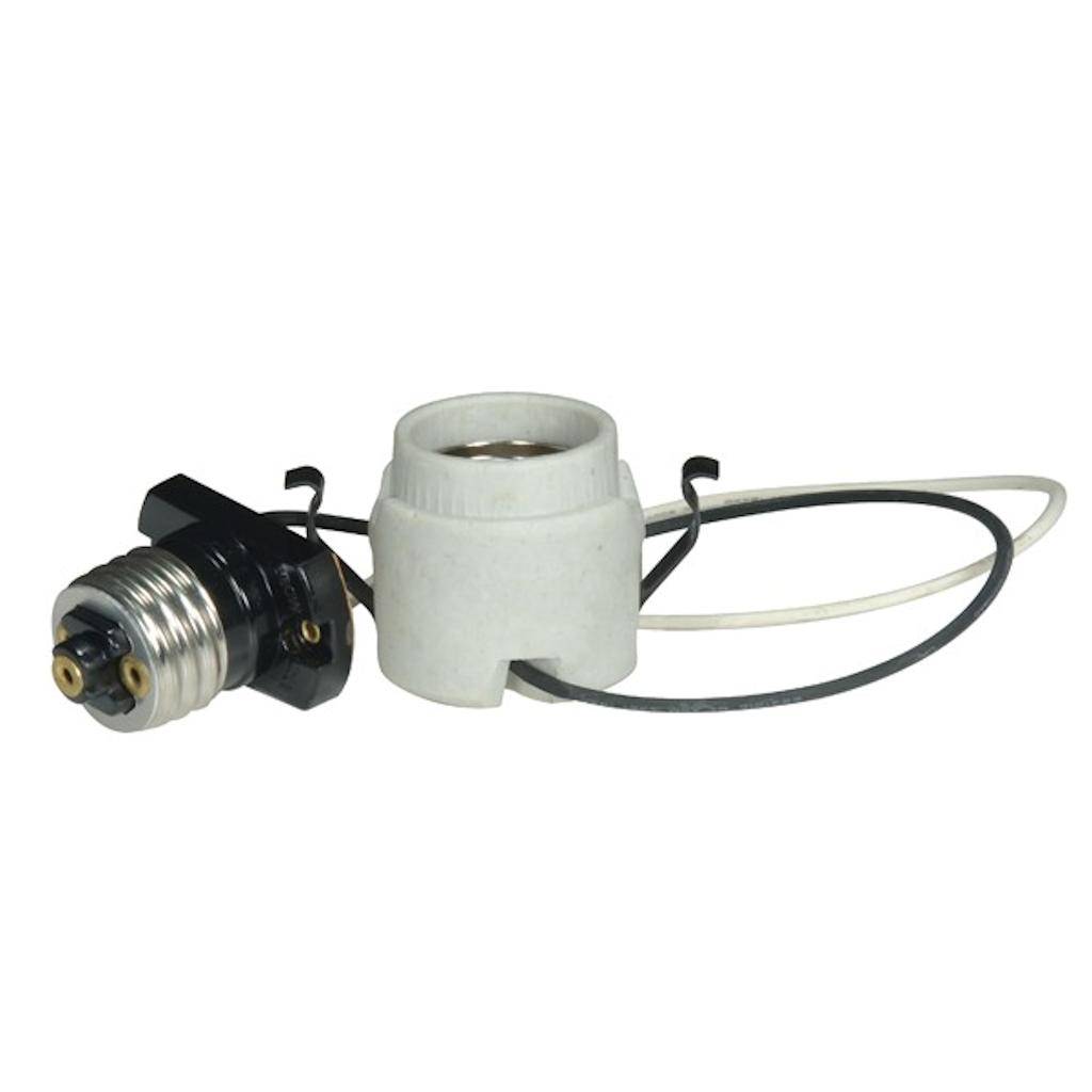 Porcelain Keyless Socket with Adapter, Double Snap In Clip 1