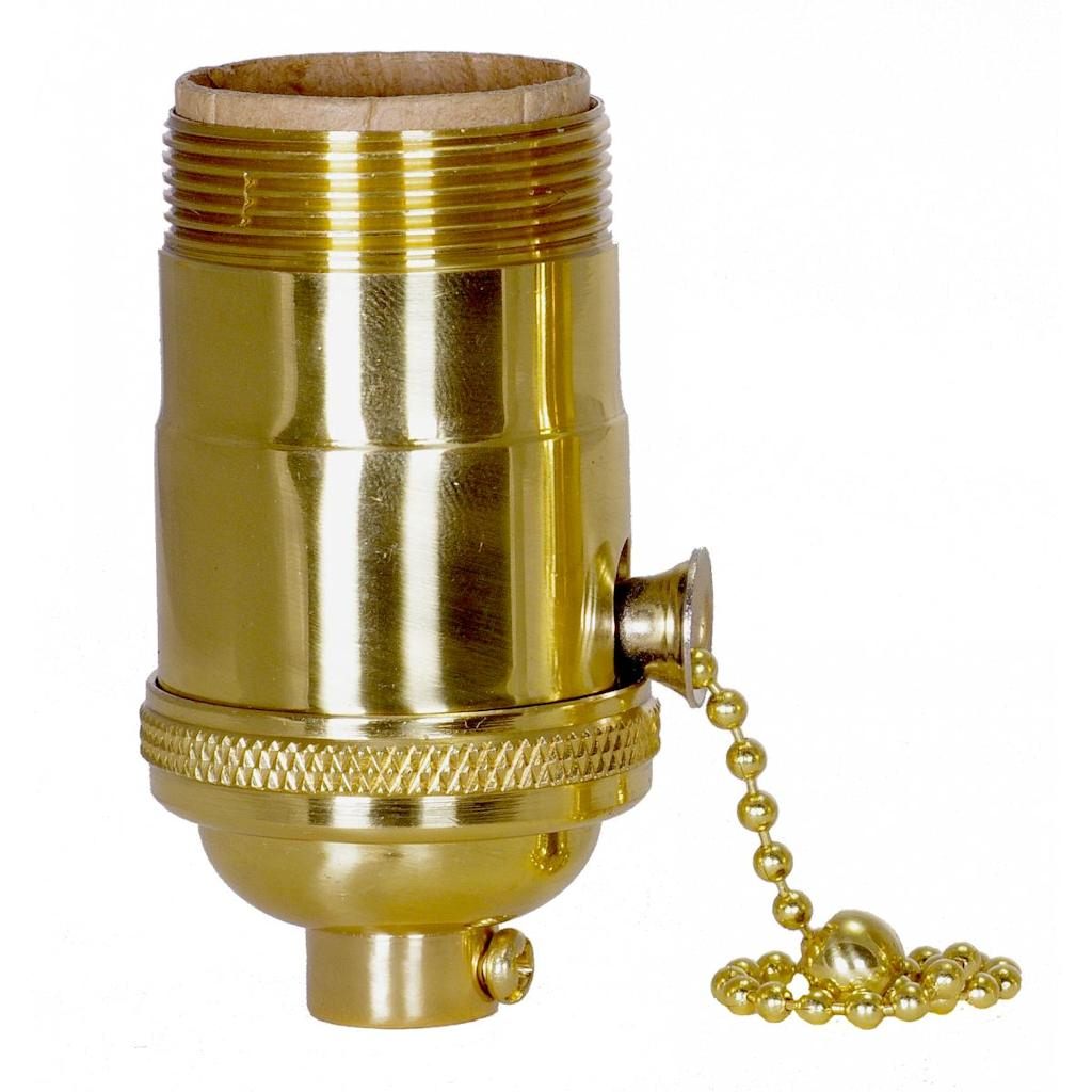 On-Off Polished Brass Uno Thread Pull Chain Socket 1
