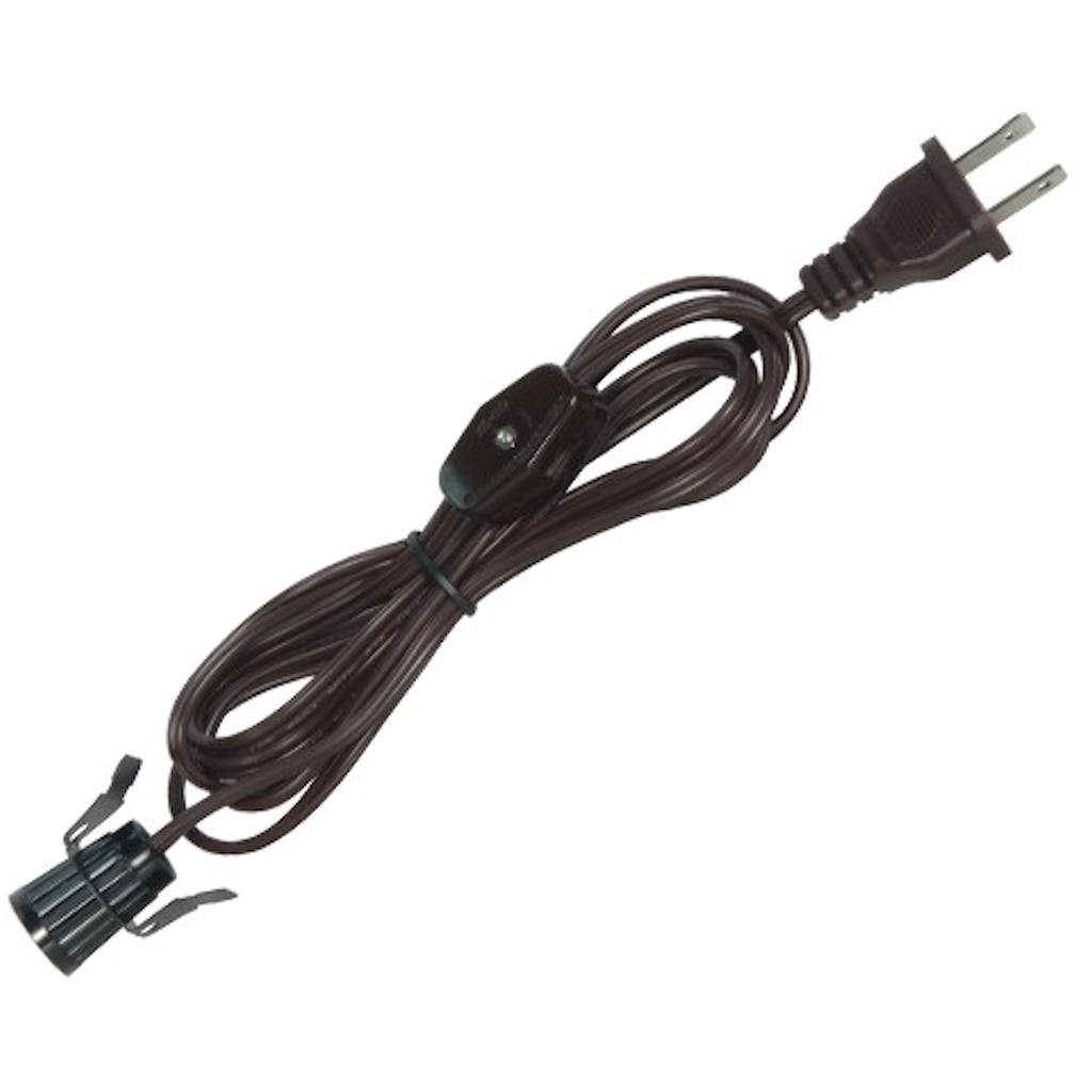 Brown Candelabra Socket Cord, Switch & Plug with Set Screw 1