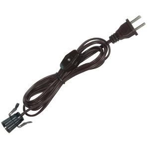 Brown Candelabra Socket Cord, Switch & Plug with Set Screw 1