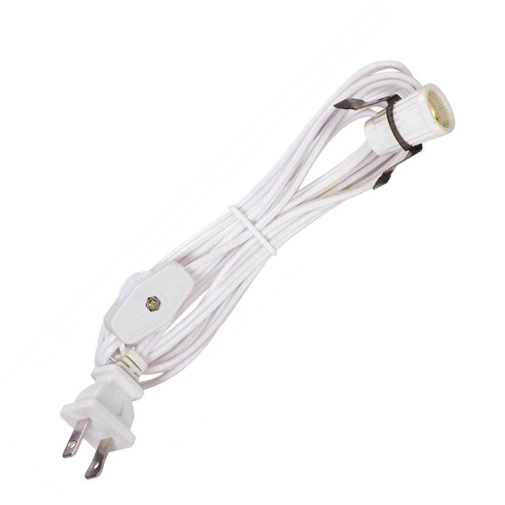 8' Candelabra Base SPT-1 White Socket Switch and Cord 1