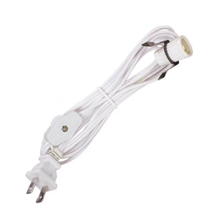 8' Candelabra Base SPT-1 White Socket Switch and Cord 1