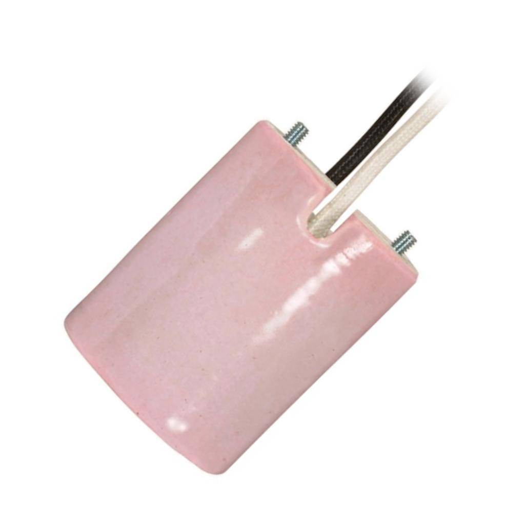 Pink Porcelain Keyless Socket with 2 Wireways, Leads 1