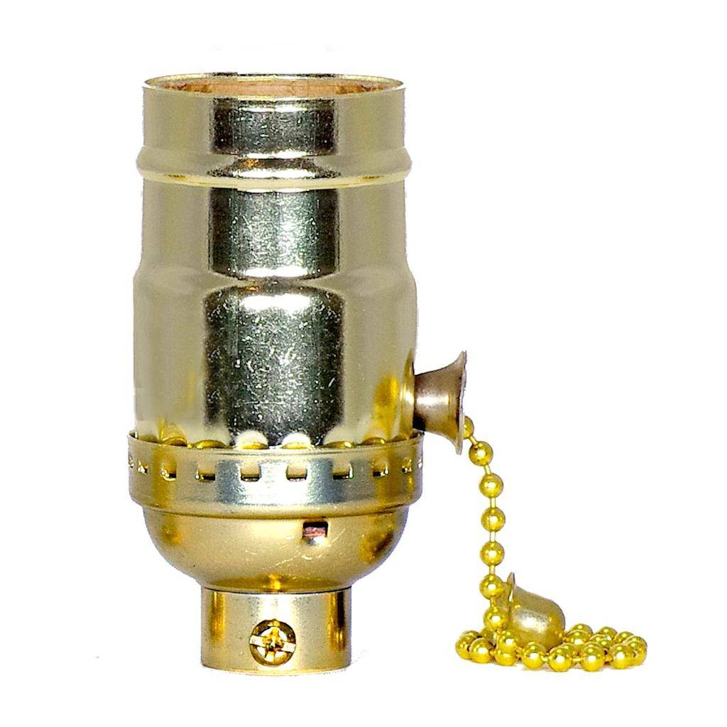 On-Off Screw Terminal 1/4 IPS Brite Gilt Gold Pull Chain Socket 1