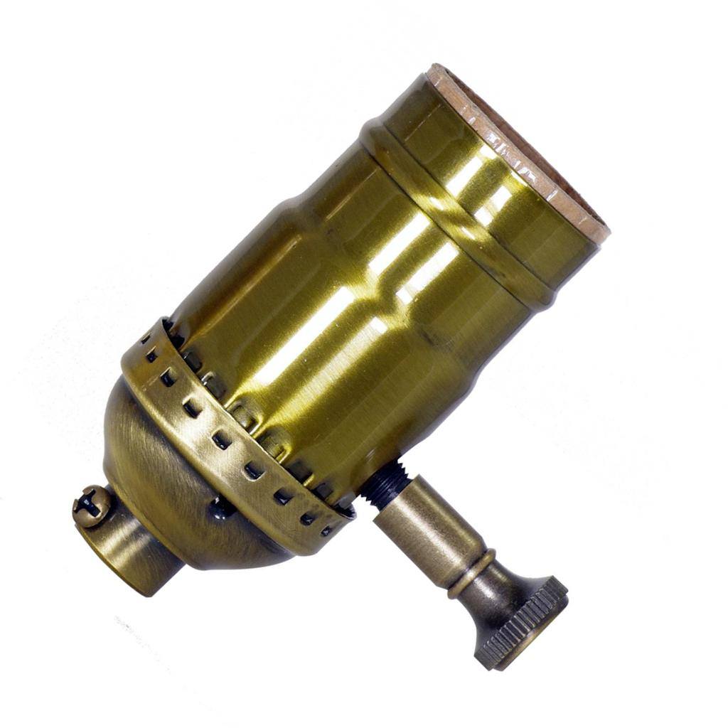 Full Range 1/8 IPS Screw Terminal Antique Brass Turn Knob Dimmer Socket 1